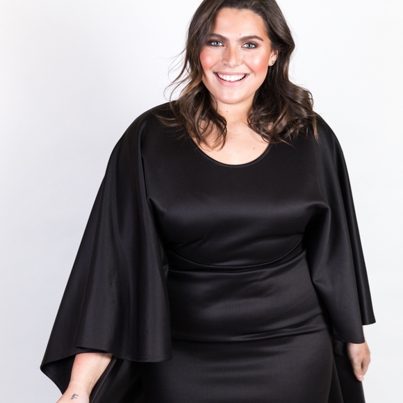 Plus Size Caped Back Dress - Picture 3 of 5